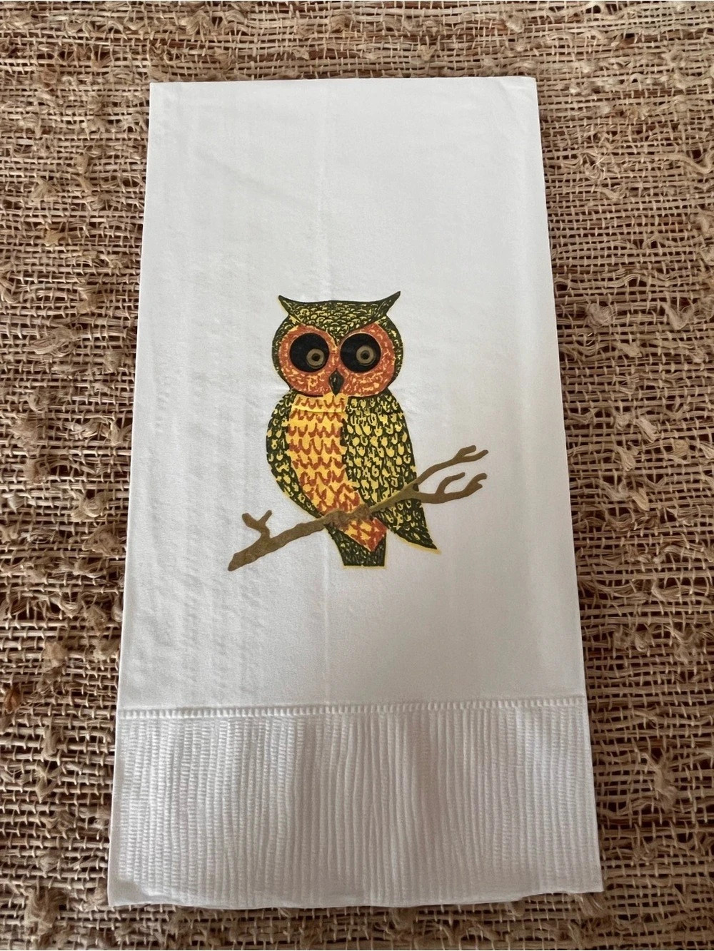 Set of 14 Vintage Owl on Branch Paper Napkins 8.5 x 4.5” New